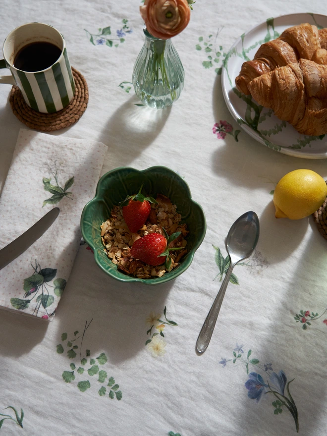Table laid with spring table linen