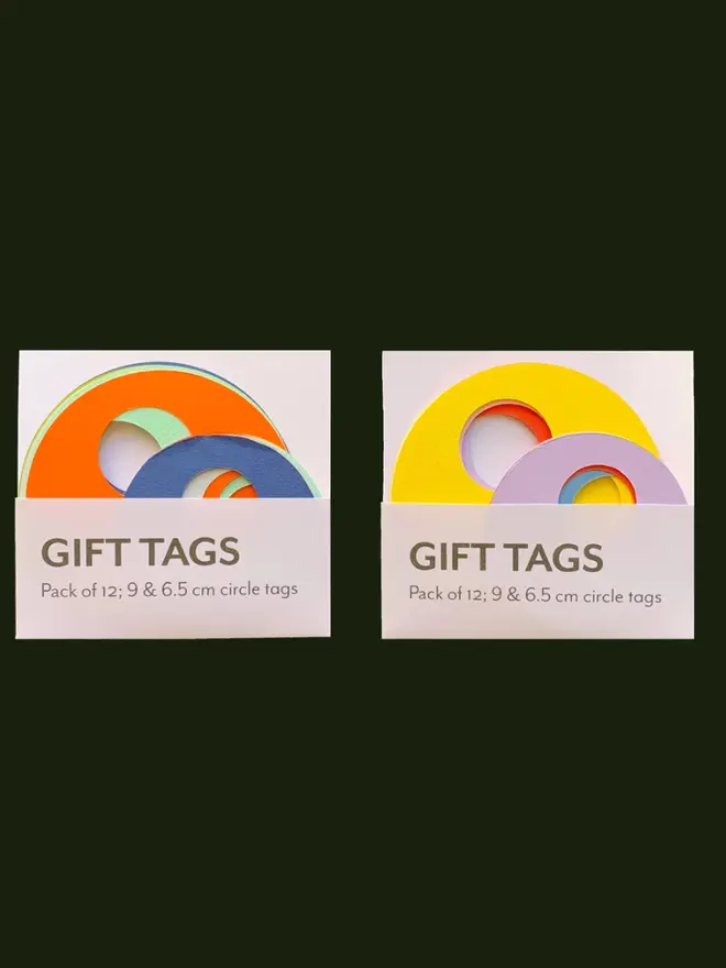 Modern Circular Gift Tag (Pack of 12), against a black background. 