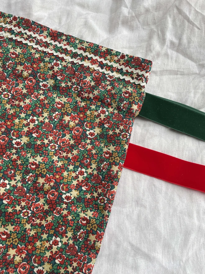 Emma Etoile Liberty Print Christmas Gift Sack Ribbon Detail