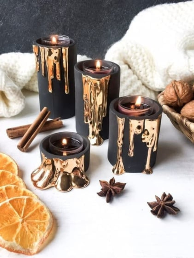 Black melded candle holders