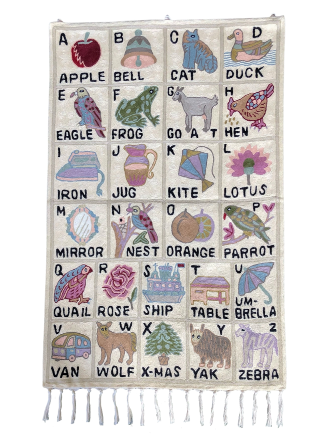 Moppet hand-embroidered alphabet abc tapestry Marsar cut out
