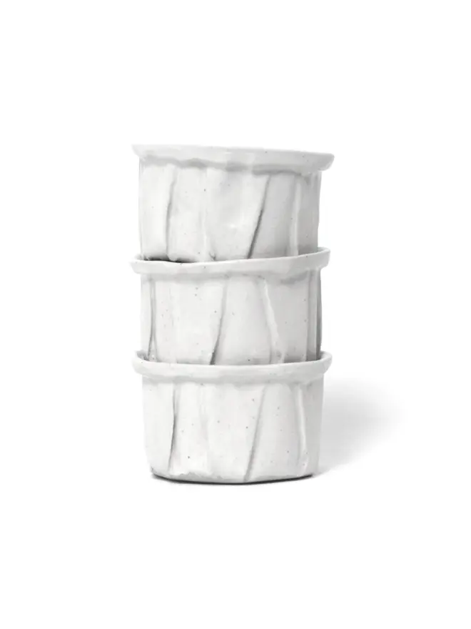Medium Ceramic Sauce Pots (Set Of 3) stacked on top of each other