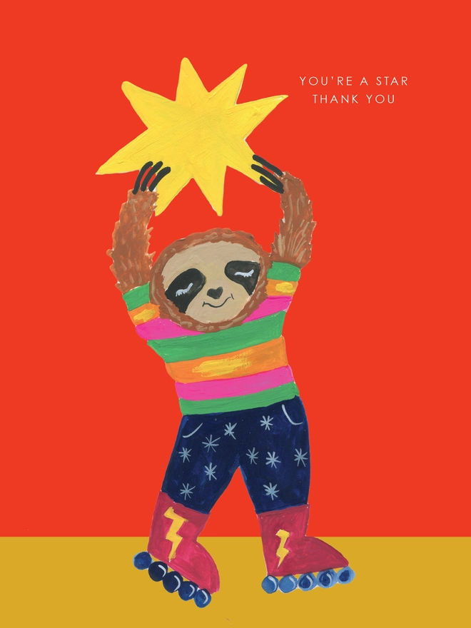 sloth thank you teacher card 
