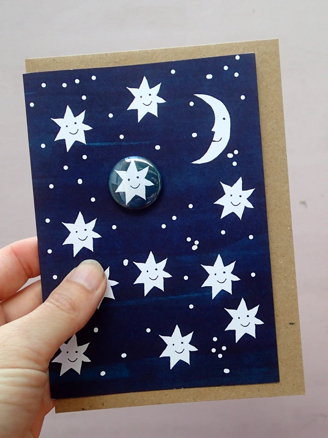happy stars and moon birthday card