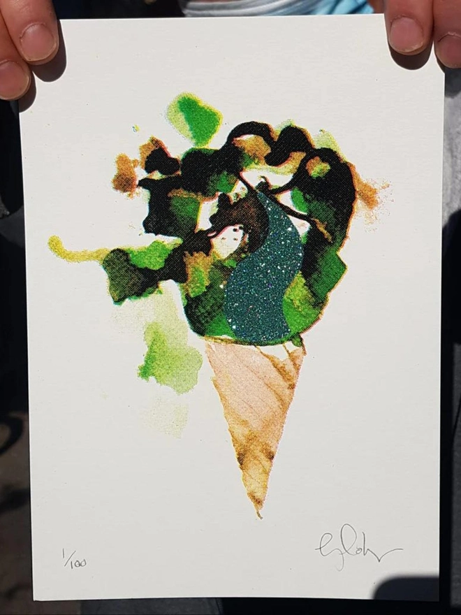 Mini Cornetto Glittered Screen Print