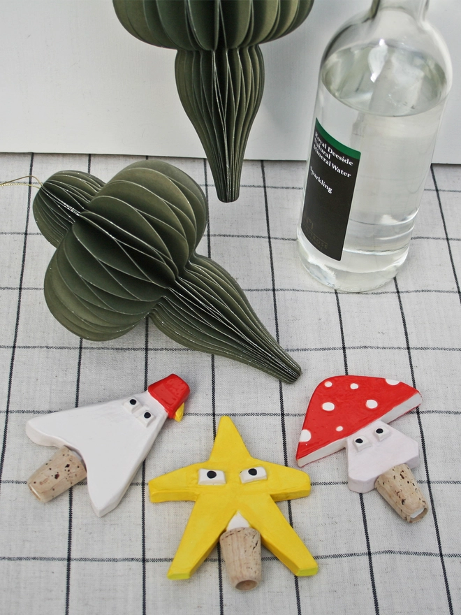 ghost, star, mushroom ceramic bottle stoppers