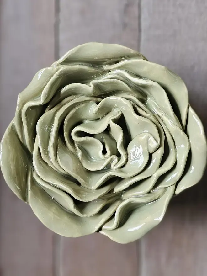 Olive green ceramic flower pottery gift wall decor