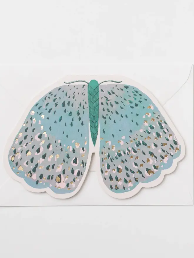 Turquoise Moth Greeting Card