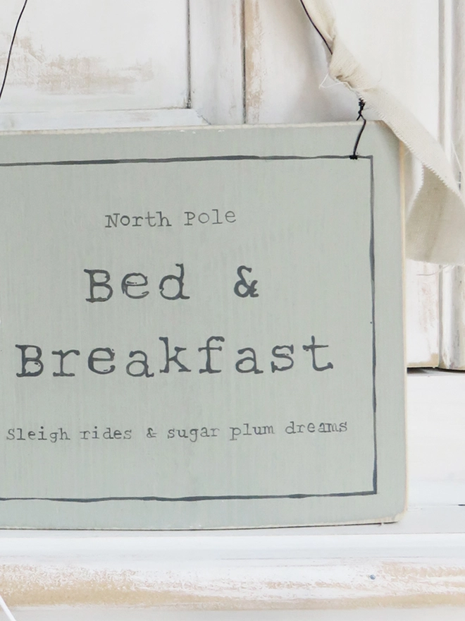 North Pole B&B hand painted festive sign