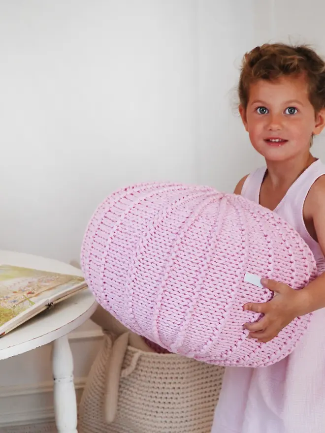 Zuri House. Powder pink children’s pouffe.