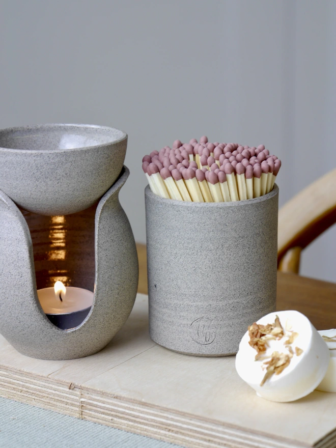 Ceramic Matchstick Holder & Matches