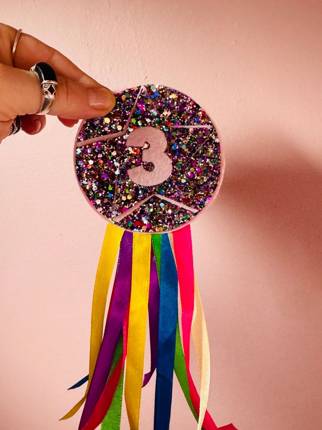 Glitter badge birthday badge number badge happy birthday birthday kids handmade badge