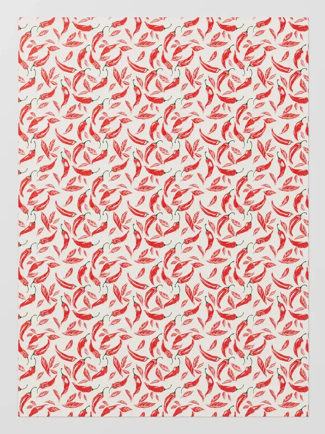 Red Chilli Block Print Wrapping Paper