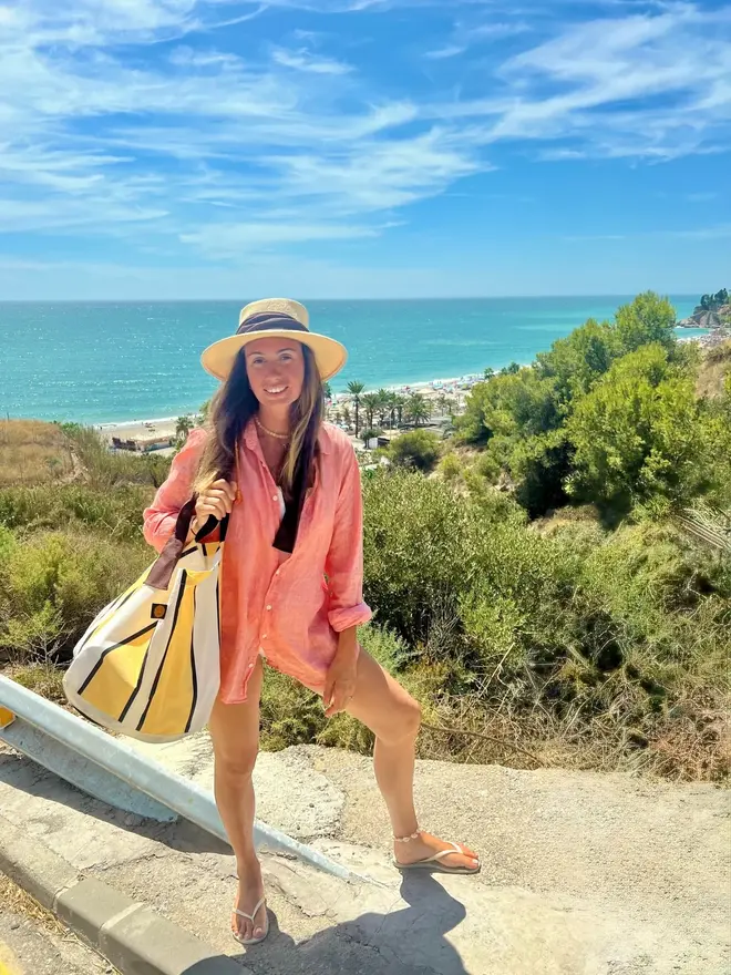 Butter Yellow Striped Contents Oversized Tote Bag