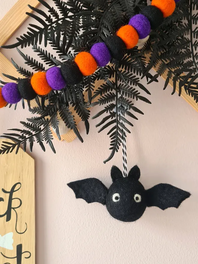 Hanging Felt Bat Halloween Decoration 