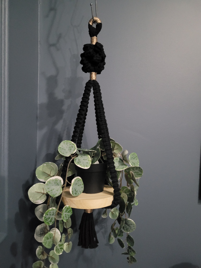 classic knot macrame plant hanger for the home or empty space handmade in UK unique luxury modern deco