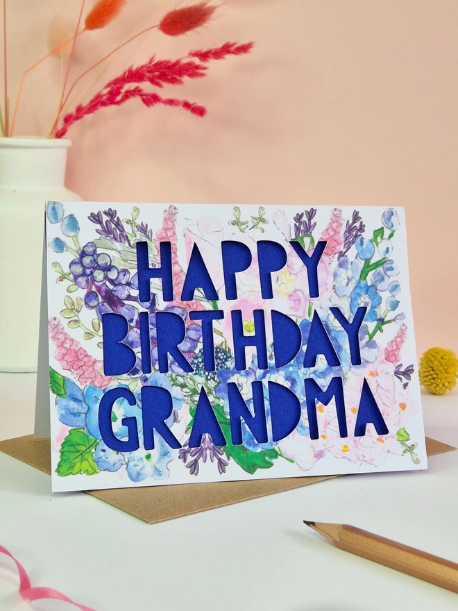 Happy Birthday Grandma Paper Cut Card 