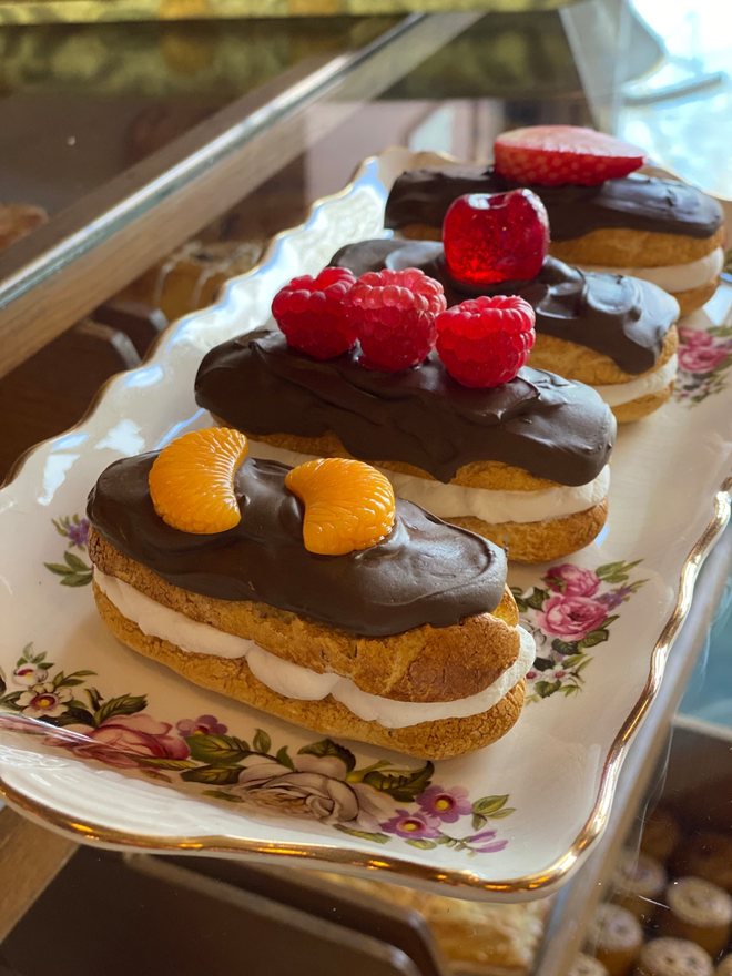 Fake food chocolate eclairs