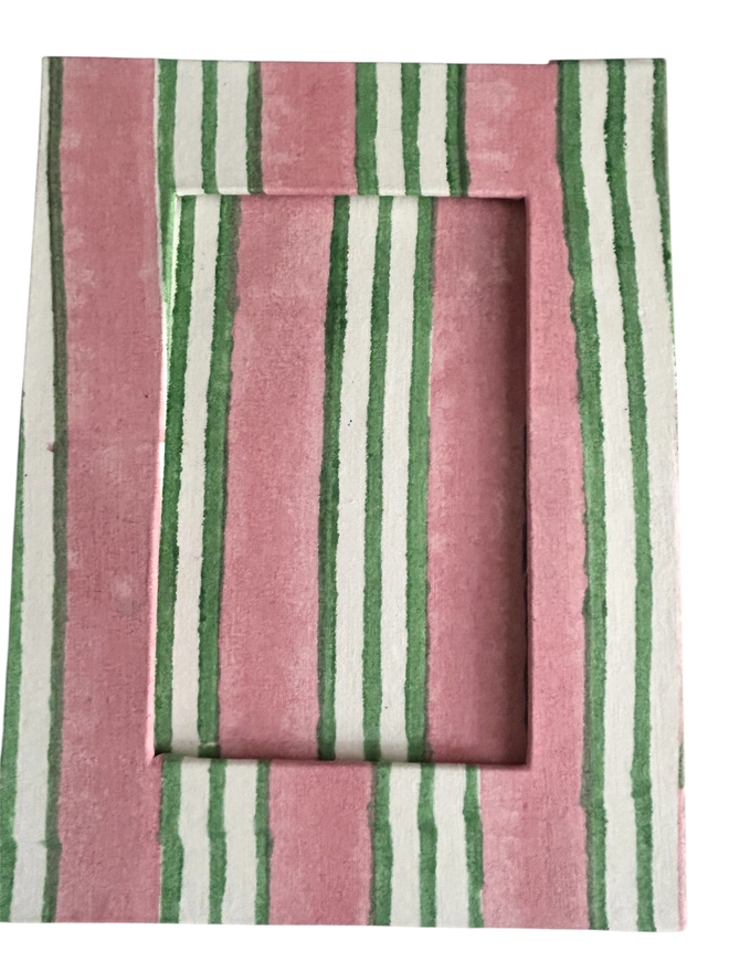 Green and pink stripe photo frame
