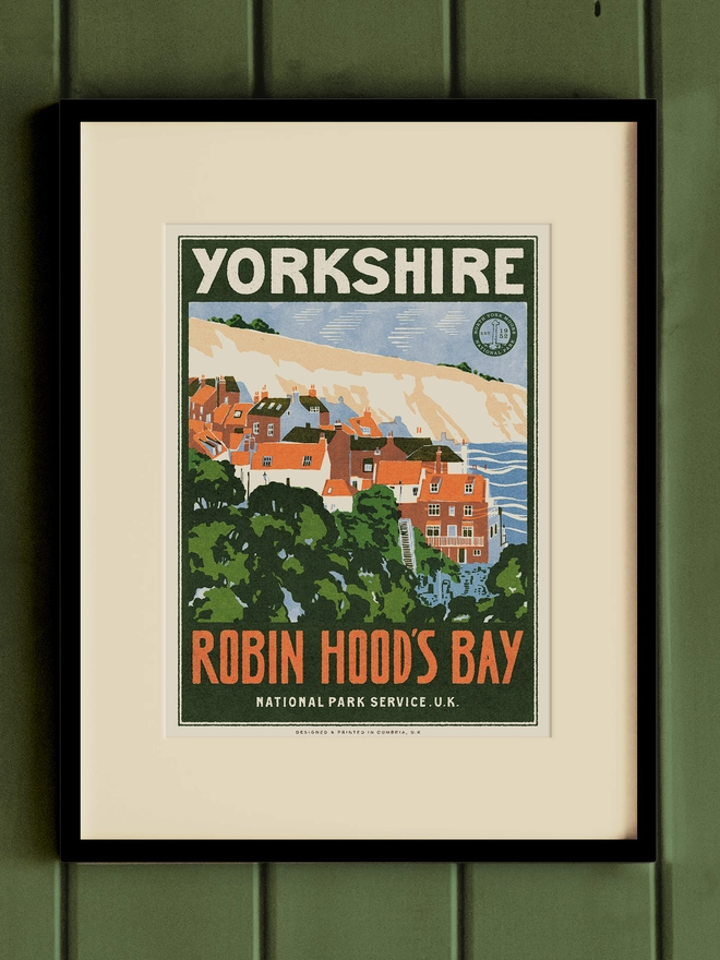Visit Robin Hood's Bay Retro Print Framed Example
