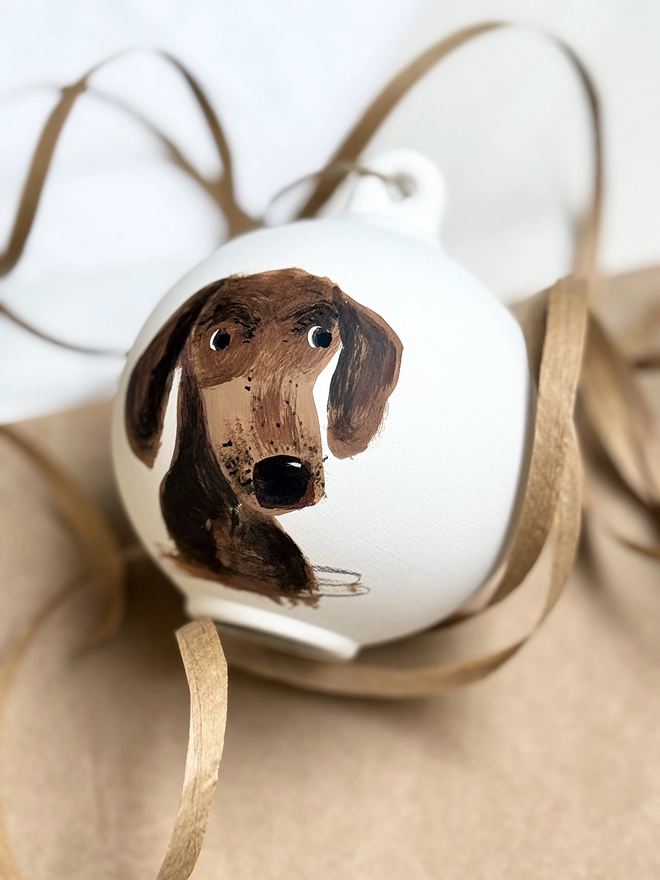 hand painted pet portrait bauble