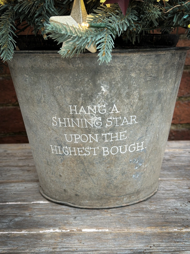 'Hang A Shining Star' Hand Painted Christmas Tree Tub