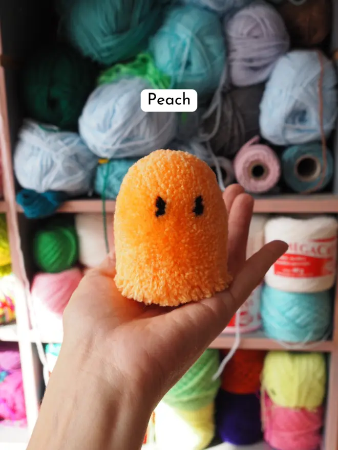 Peach Ghost Pom Pom Desk Buddy