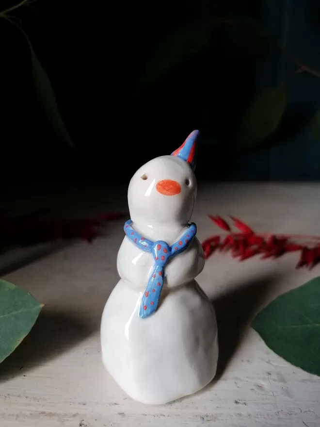 Dave ceramic unique hand painted snowman Christmas decoration