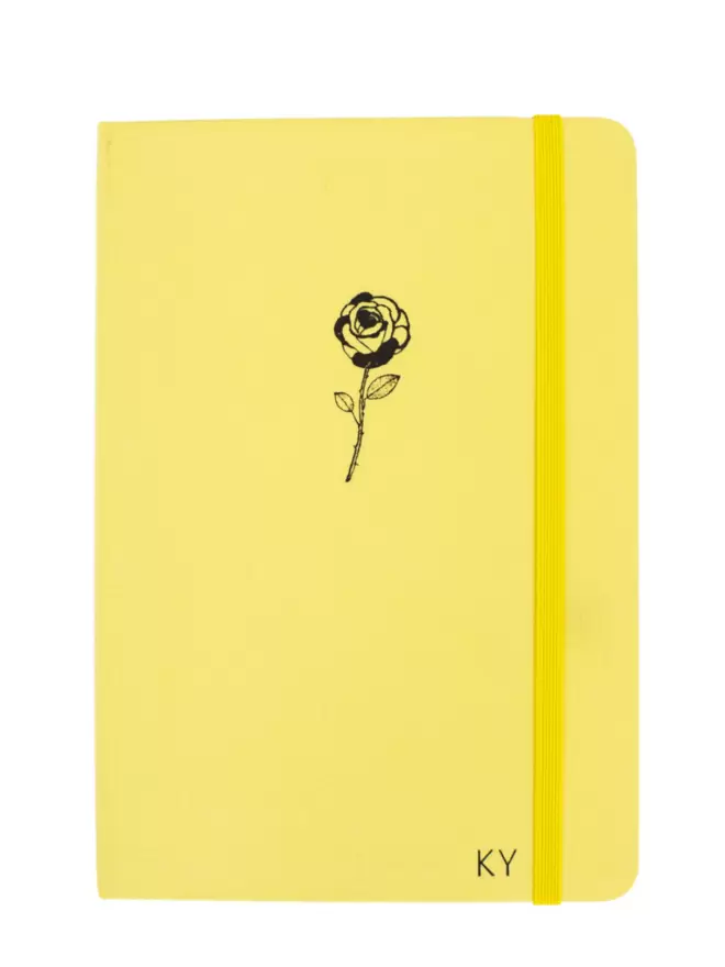 Yellow and black rose notebook