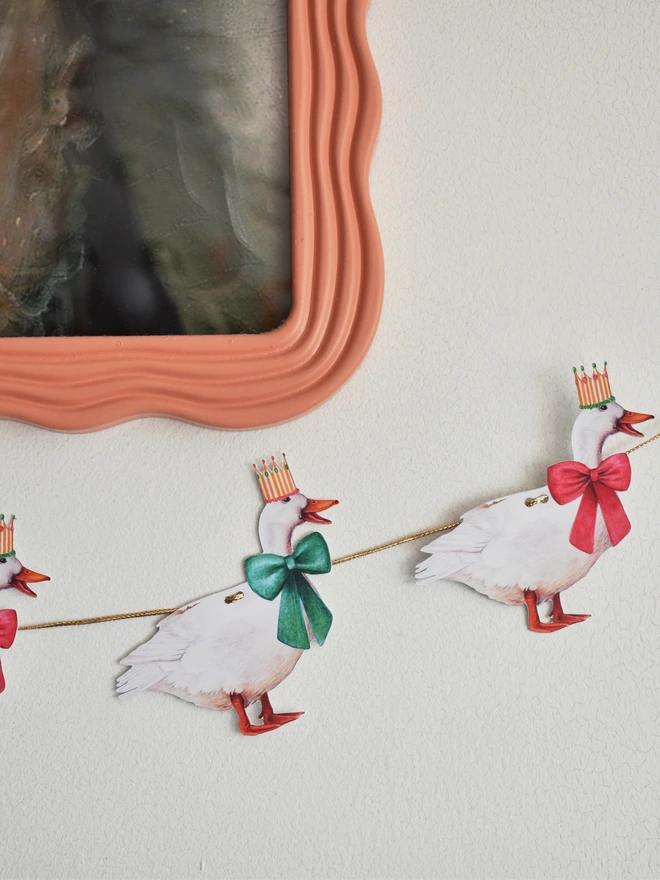 Christmas Goose wearing Bow and Crown