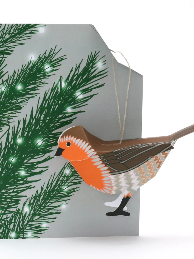 christmas card with pop out robin decoration