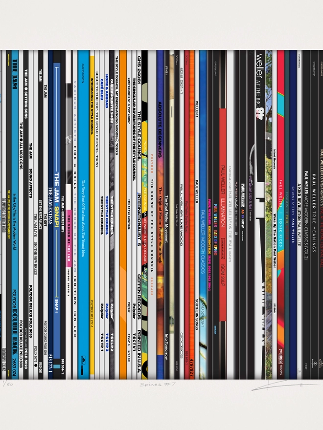 Paul Weller, The Jam, Style Council, spines paper print