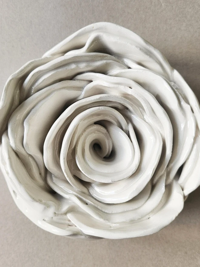 white ceramic rose flower for wall pottery art gift ideas anniversary wedding