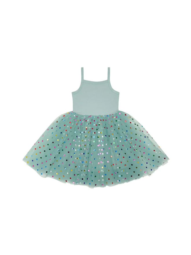 turquoise kids' spot dress