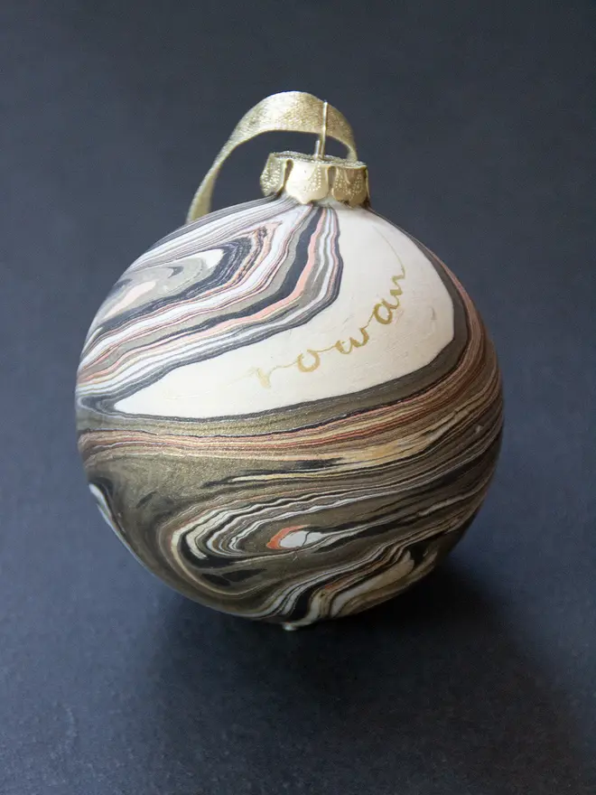 Slate & Metallics bauble with hand-written name