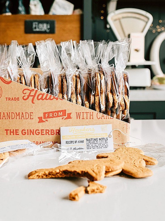 Italian lemon gingerbread men in bulk packaging