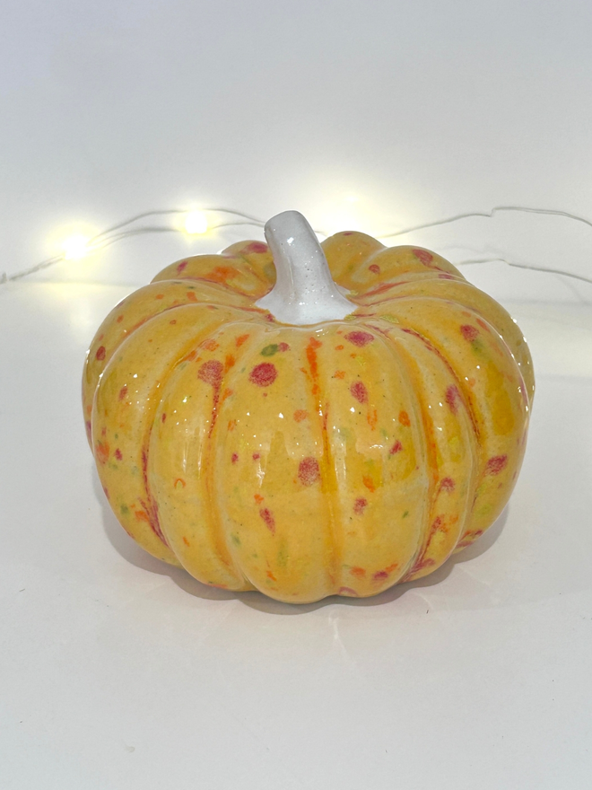 Yellow pumpkin ceramic decoration