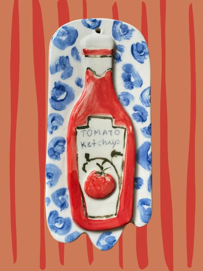 tomato ketchup ceramic hanging tile