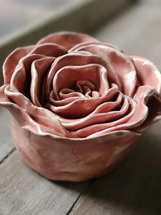coral pink blush salmon ceramic flower wall art 3d sculpture unique handmade original