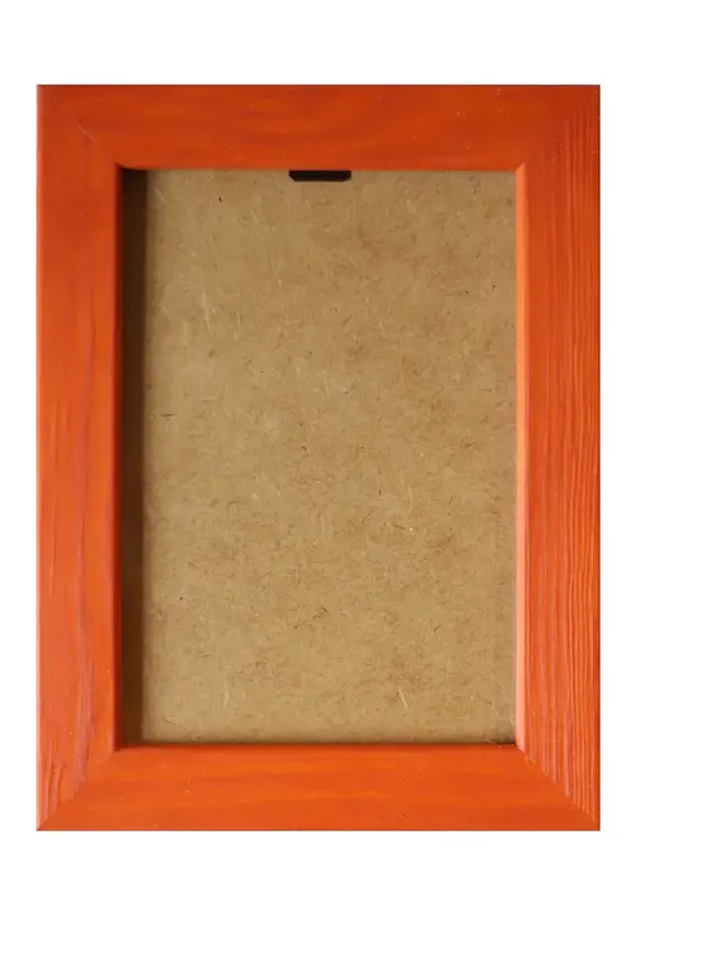 burnt orange empty flat wood picture frame