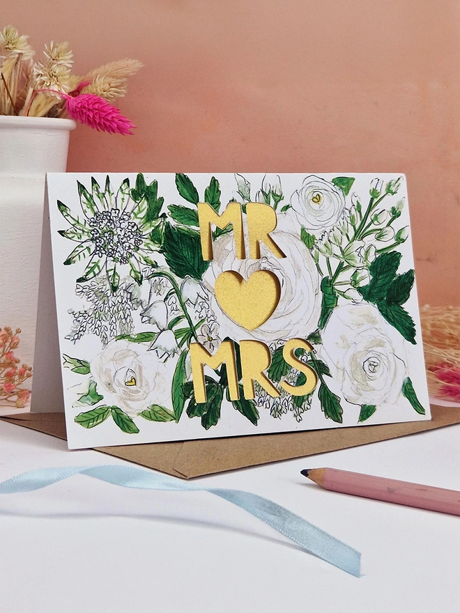 'Mr and Mrs' Paper Cut Card
