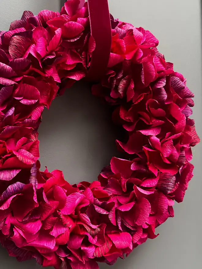 Magenta & Plum Assorted Crepe Paper Wreath