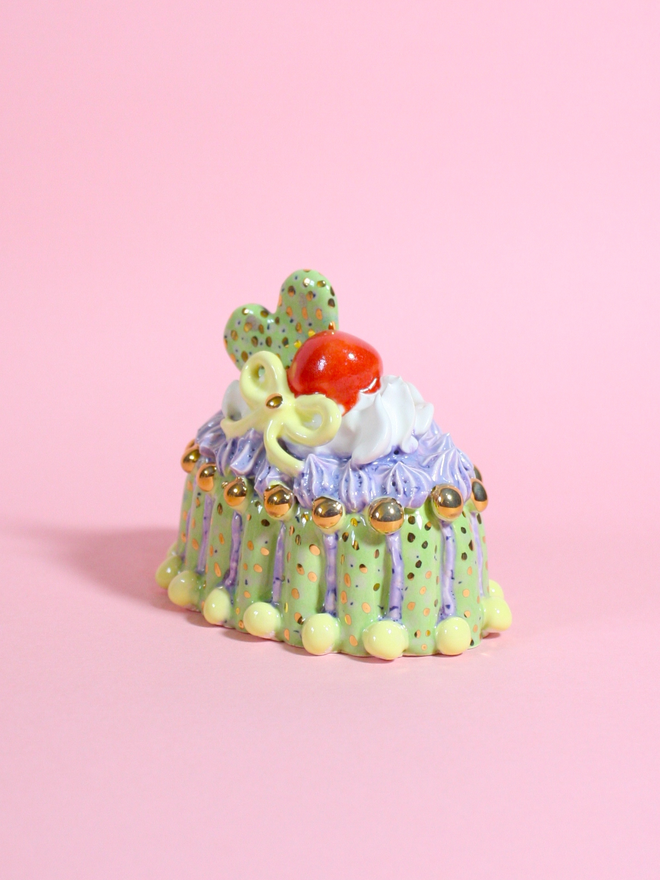 Mint Choco Chip Ceramic Cake Sculpture