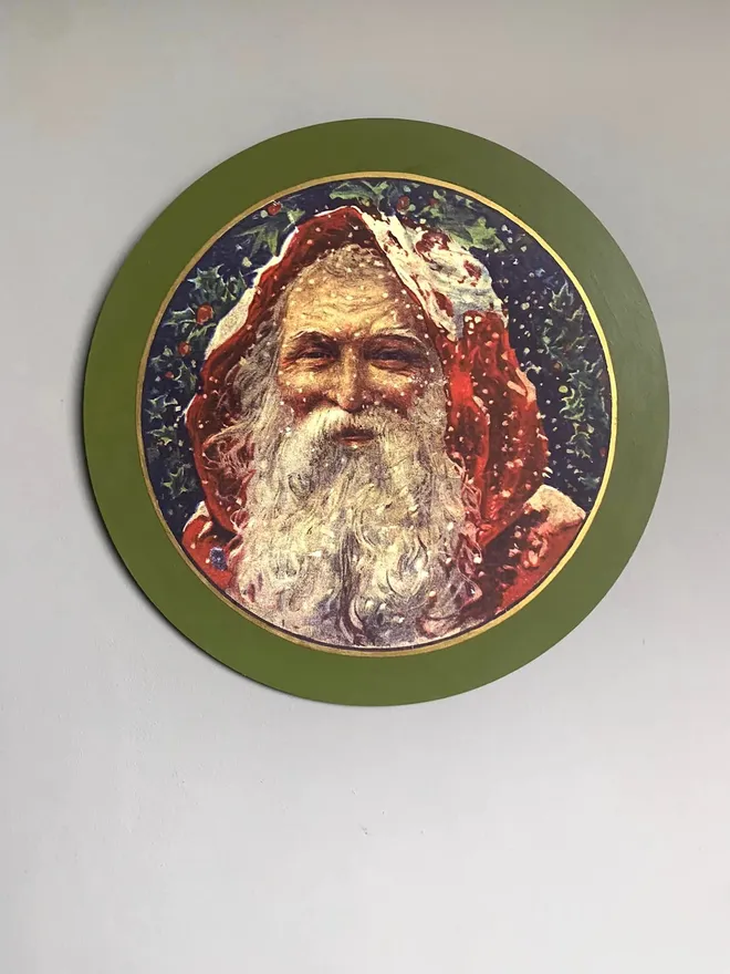 Traditional style Father Christmas wall art.