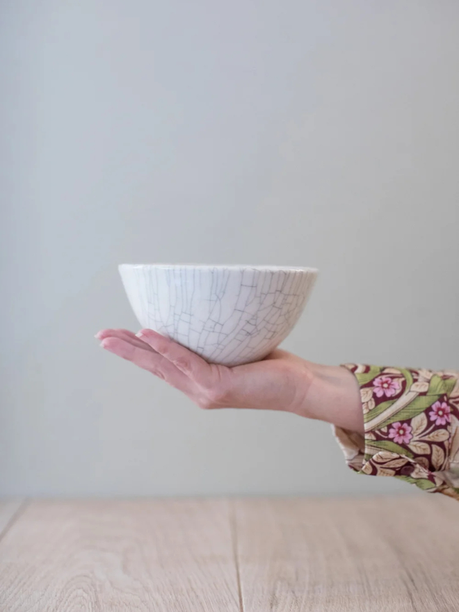 crackle porcelain cereal bowl