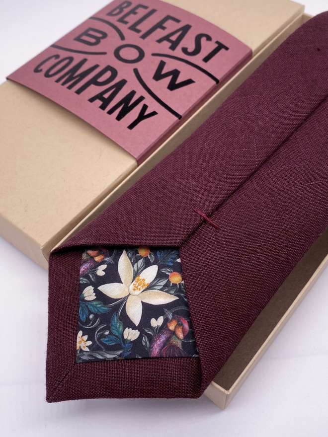 Burgundy Irish Linen Tie handmade by the Belfast Bow Company