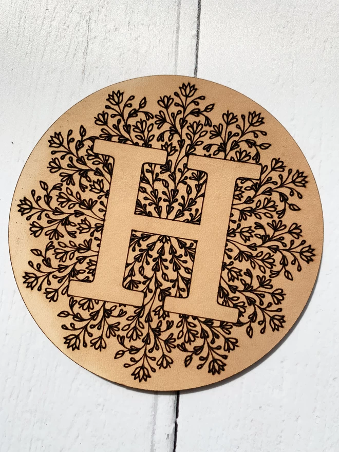 H engraved coaster