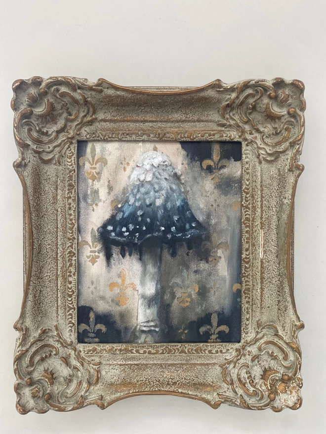 ink cap mushroom framed