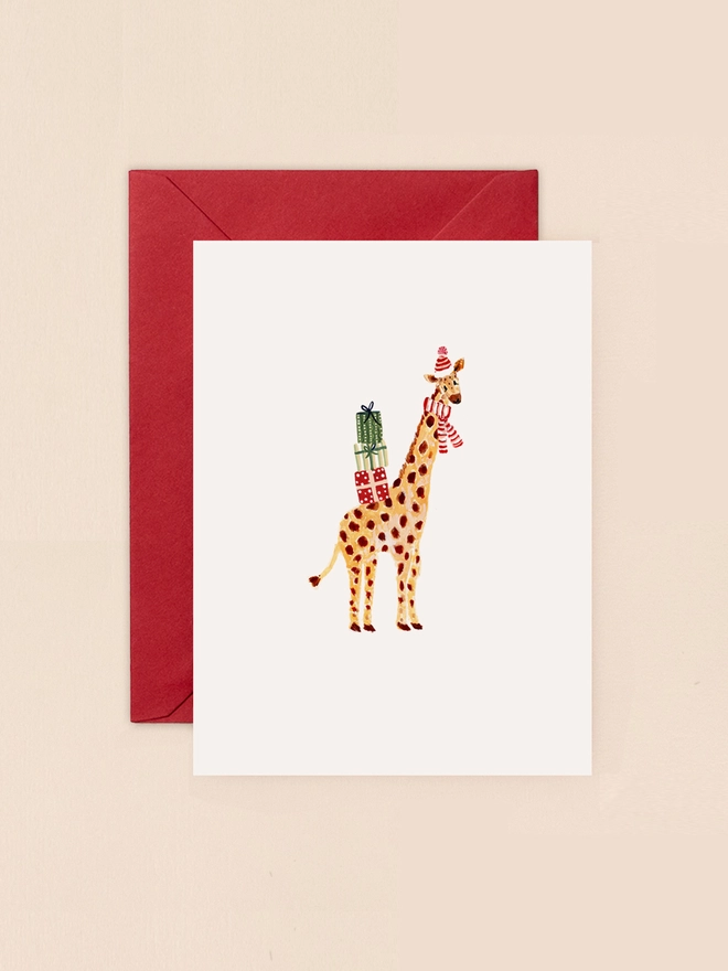 Christmas Giraffe Mini Christmas Card