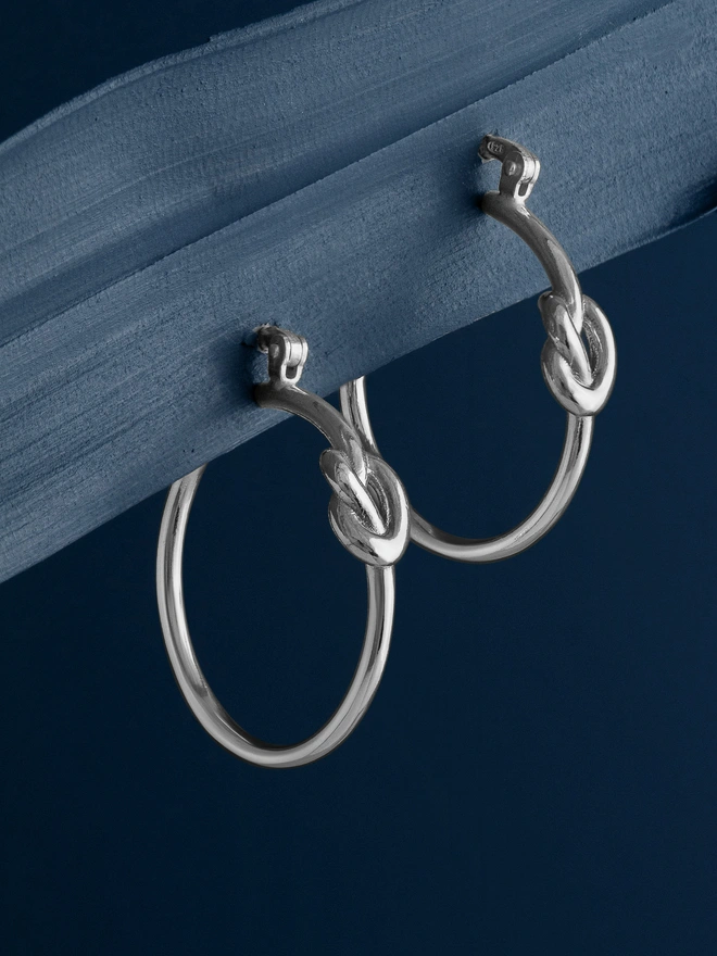 Loel Silver Love Knot Hoop Earrings